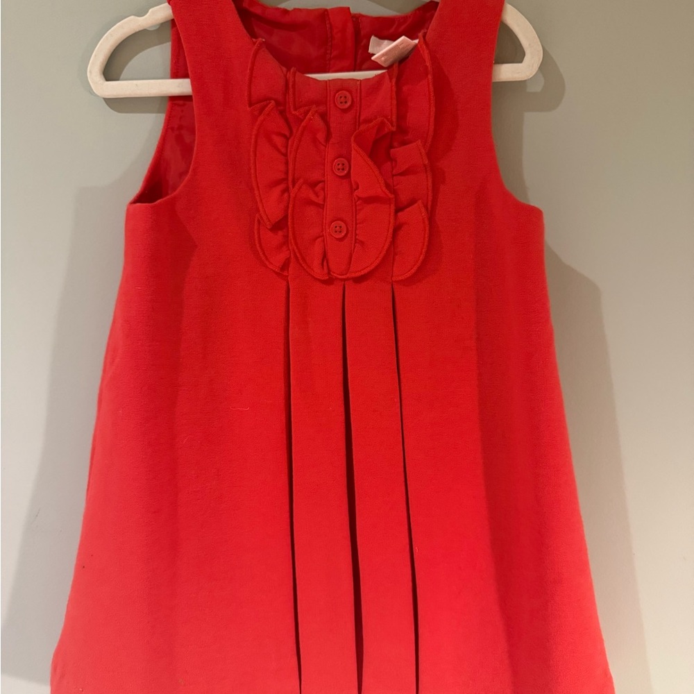 Janie and Jack Red Sleeveless Dress with Ruffle Detail